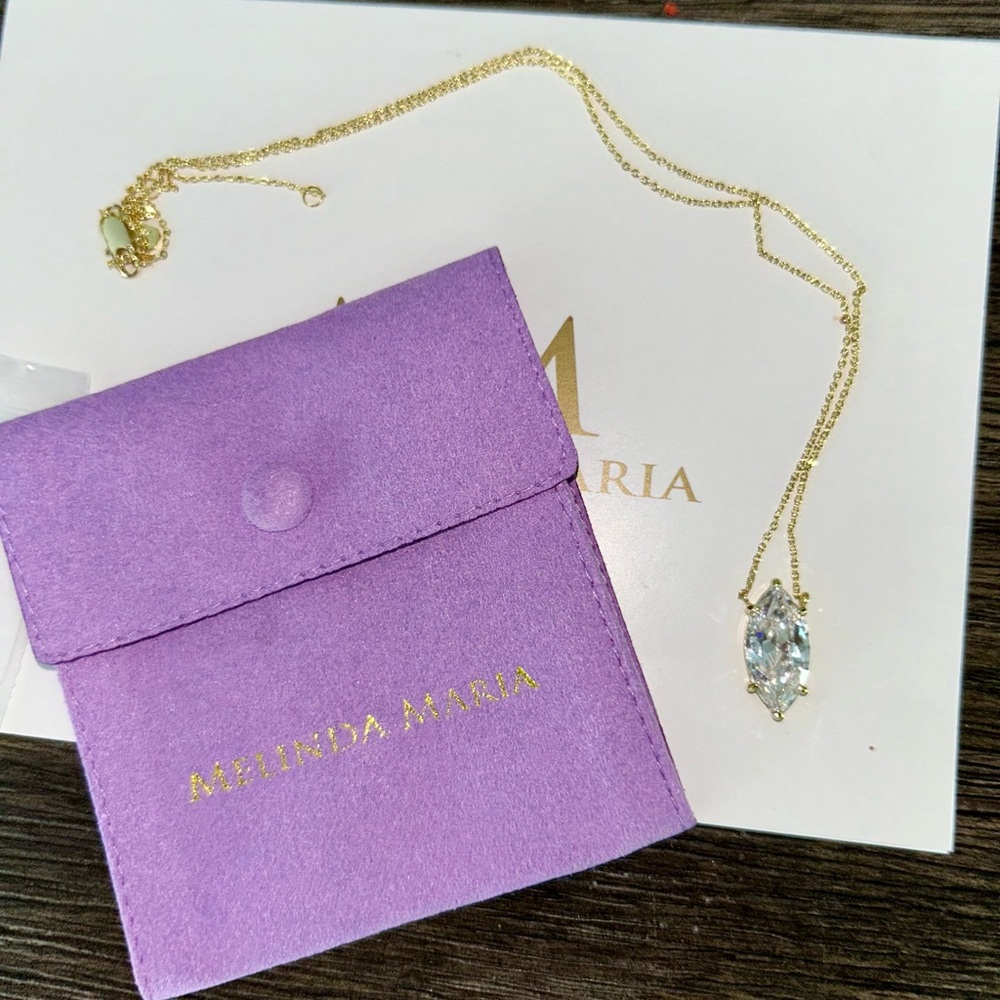 Melinda Maria Gold Tear Drop Diamond Necklace